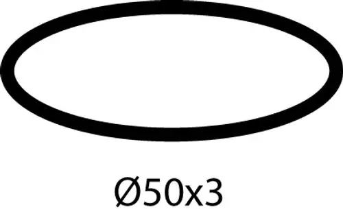 Schwarzer O-Ring auf weißem Hintergrund, dargestellt in einer ovalen Form. Ideal Standard steht in Verbindung mit diesem Dichtungsprodukt.